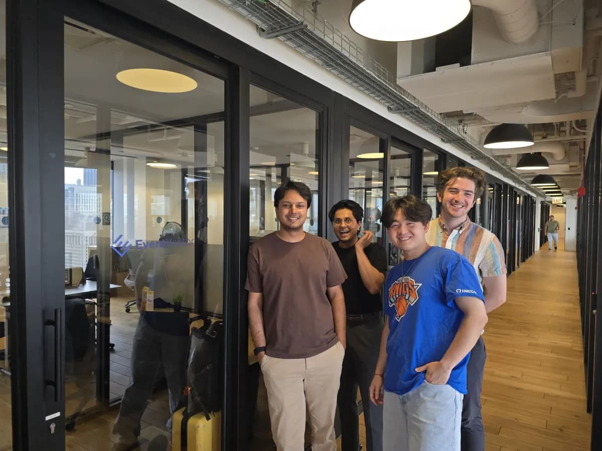 Four EventVestor colleagues in the office.